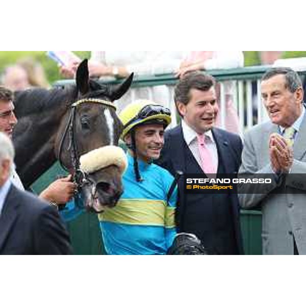 Finidaprest,Dario Vargiu,Stefano Botti and Luciano Salice winners of the Premio Giovanni Miliani Milano - San Siro galopp racecourse,31st may 2015 ph.Stefano Grasso/Trenno srl