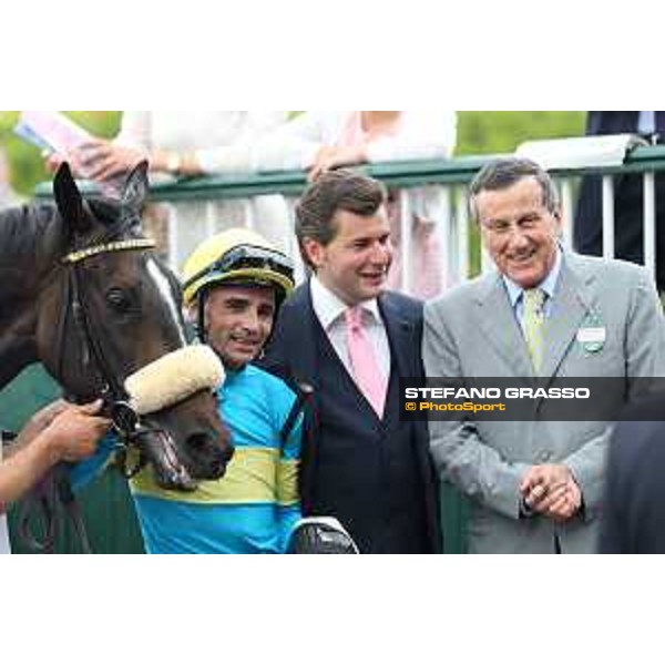Finidaprest,Dario Vargiu,Stefano Botti and Luciano Salice winners of the Premio Giovanni Miliani Milano - San Siro galopp racecourse,31st may 2015 ph.Stefano Grasso/Trenno srl