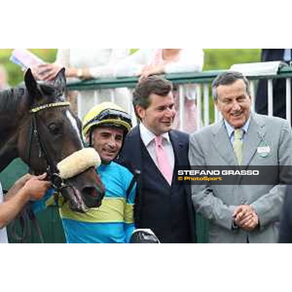 Finidaprest,Dario Vargiu,Stefano Botti and Luciano Salice winners of the Premio Giovanni Miliani Milano - San Siro galopp racecourse,31st may 2015 ph.Stefano Grasso/Trenno srl