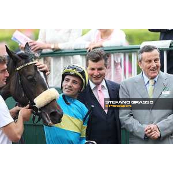 Finidaprest,Dario Vargiu,Stefano Botti and Luciano Salice winners of the Premio Giovanni Miliani Milano - San Siro galopp racecourse,31st may 2015 ph.Stefano Grasso/Trenno srl