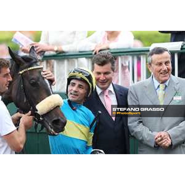 Finidaprest,Dario Vargiu,Stefano Botti and Luciano Salice winners of the Premio Giovanni Miliani Milano - San Siro galopp racecourse,31st may 2015 ph.Stefano Grasso/Trenno srl