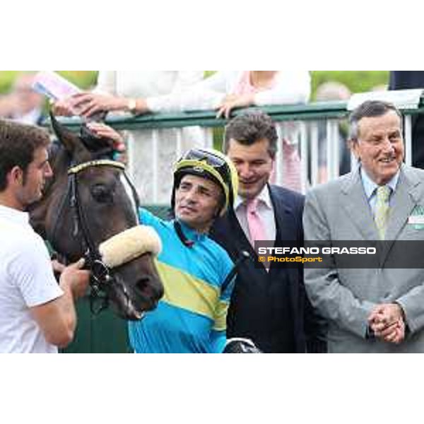Finidaprest,Dario Vargiu,Stefano Botti and Luciano Salice winners of the Premio Giovanni Miliani Milano - San Siro galopp racecourse,31st may 2015 ph.Stefano Grasso/Trenno srl