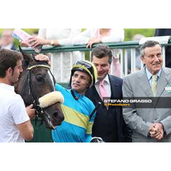Finidaprest,Dario Vargiu,Stefano Botti and Luciano Salice winners of the Premio Giovanni Miliani Milano - San Siro galopp racecourse,31st may 2015 ph.Stefano Grasso/Trenno srl