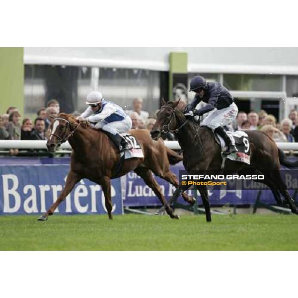 Kieren Fallon on Rumplestiltskin wins the Prix Marcel Boussac-Criterium beating Olivier Peslier on Quiet Royal Paris Longchamp, 2nd october 2005 ph .Stefano Grasso