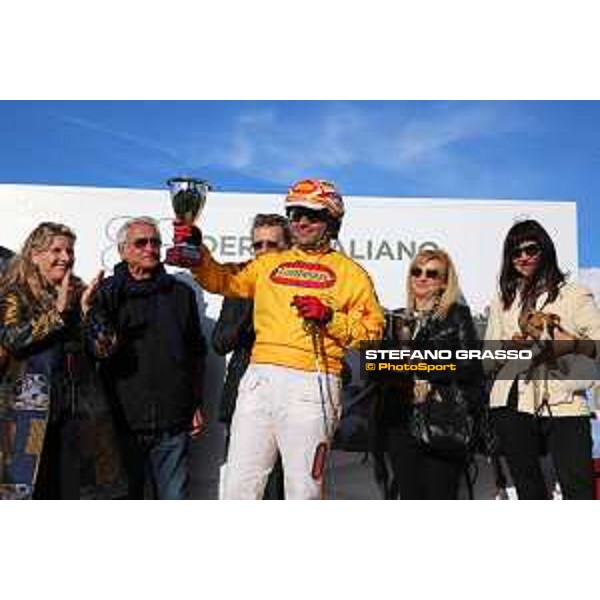 Alessandro Gocciadoro and connection after winning the Gran Premio Gaetano Turilli Rome - Capannelle trot racecourse, 11/10/2015 ph.Domenico Savi/Grasso