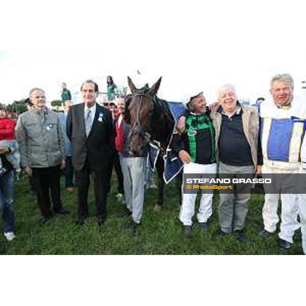 Enrico Bellei with Testimonial OK and they winning connection after winning the 88° Derby Italiano del Trotto Rome - Capannelle trot racecourse, 11/10/2015 ph.Domenico Savi/Grasso