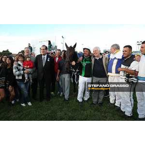 Enrico Bellei with Testimonial OK and they winning connection after winning the 88° Derby Italiano del Trotto Rome - Capannelle trot racecourse, 11/10/2015 ph.Domenico Savi/Grasso
