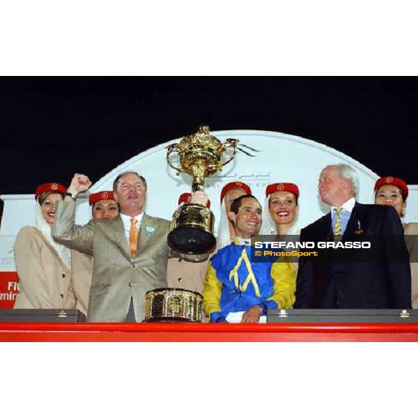 Dubai World Cup 2004 - prize ceremony Richard Mandella- Alex Solis and Gerald Ford (at right) Dubai NAd El Sheba , 27th march 2004 ph.Stefano Grasso