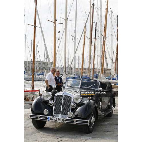 TRIESTE - 9¡ Meeting Cittˆ di Trieste for Classic Boats - Trofeo Arrigo Modugno and Sciarrelli Cup - AUDI -dott. Cerlenizza, General Manager of Autogerma Italia Spa with the the Audi - Horsch manufactured on 1938 in front of Yacht Club Adriaco 