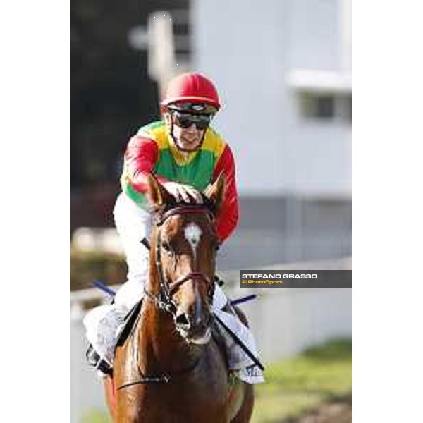 Christian Demuro on Samima wins the Premio Milano Jockey Club Stakes (PSA) trainer Karin Van den Bos Milano-San Siro racecourse,16/10/2016 ph.Stefano Grasso
