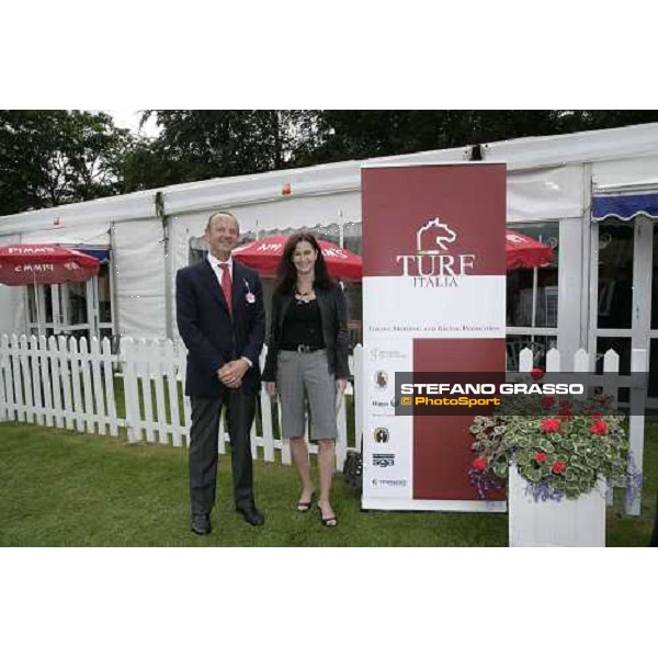 Liz Price and Ing. Elio Pautasso at the party of Turf Italia Newmarket, the July meeting , Lanson Ladies\' day, 12th july 2007 ph. Stefano Grasso