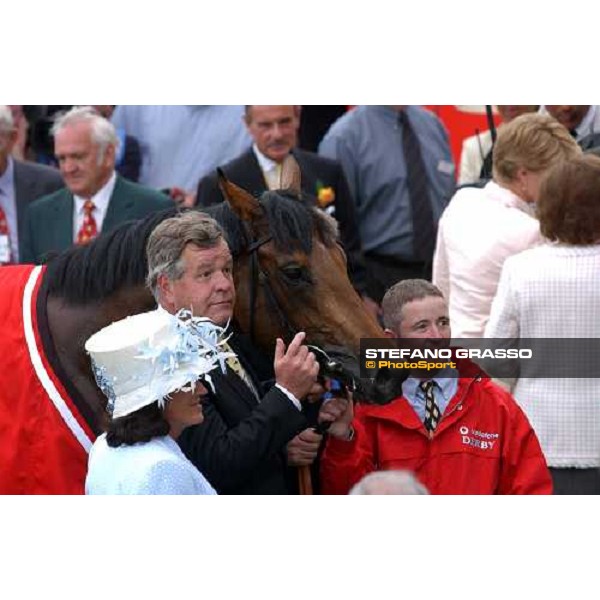 The Vodafone Derby 2004 - winner enclosure Sir Michael Stoute and wife with North Light and his groom David d\'Arcy Epsom 5th june 2004 ph. Stefano Grasso