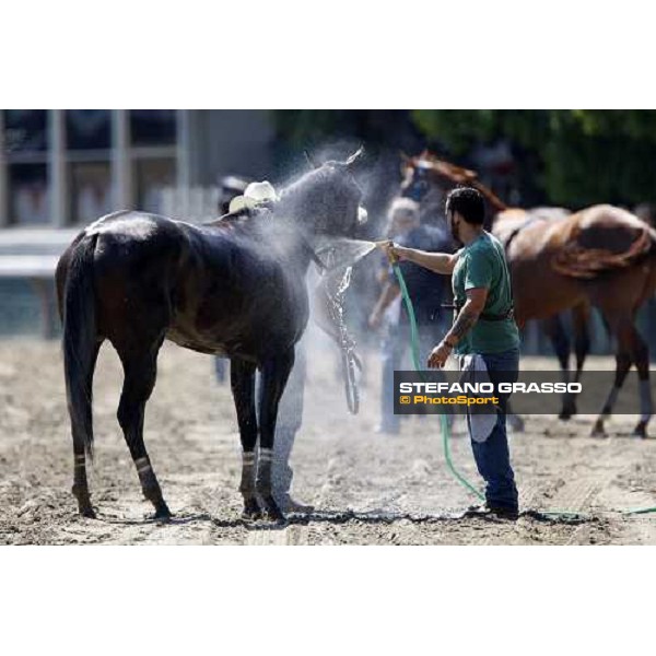 a shower after the race at Saratoga racetrack Saratoga, 22nd august 2008 ph. Stefano Grasso