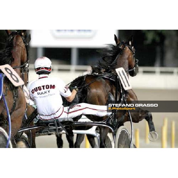 Jean Michel Bazire with Gambling Bi ath the first turn in the 1st heat of Campionato Europeo 2008 Cesena, 6th september 2008 ph. Stefano Grasso