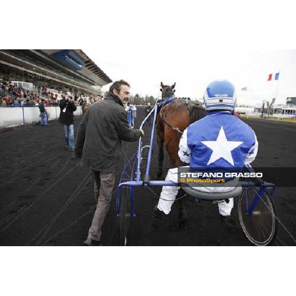 Sebastien Baude with Orlando Sport comes back to the winner circle after winning the Prix du Luxembourg Paris - Vincennes, 24th january 2009 ph. Stefano Grasso