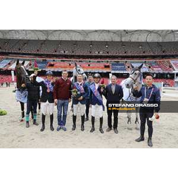 Team Competition Final - Third classified Team Tianjin Xibole - Trophies presented by Michael Mronz and Ralf Hollenbach Beijing, Bird\'s Nest 12th October 2019 Ph.Stefano Grasso/LEBM