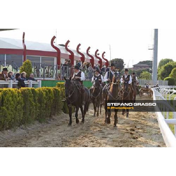 The Butteri with Maremmani horse at Capannelle racetrack Rome, 1st may 2009 ph. Stefano Grasso