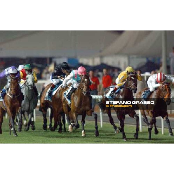 last meters of Dubai Sheema Classic from right Warrsan-Hard Buck-Polish Summer (winner),Razkalla,Fair Mix, Scott\'s View NAd El Sheba, 27th march 2004 ph. Stefano Grasso
