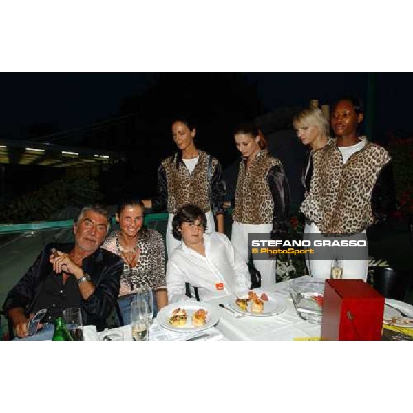 Roberto Cavalli, Sara Grizzetti, Robert Cavalli and models Varese 7th august 2004 ph. Stefano Grasso