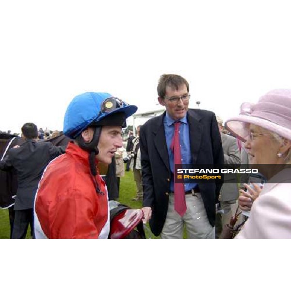 Johnny Murtagh James Fanshawe and Patricia Thompson after winning the Lowther with Soar pic bill Selwyn 18-8-04