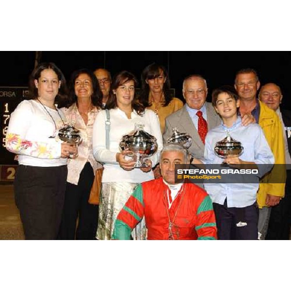 giving prize for Coppa dell\' Allevamento filly Mauro Biasuzzi with father Giuseppe, wife Marina and nephiews Treviso, Sant Artemio racetrack 19th september 2004 ph. Stefano Grasso