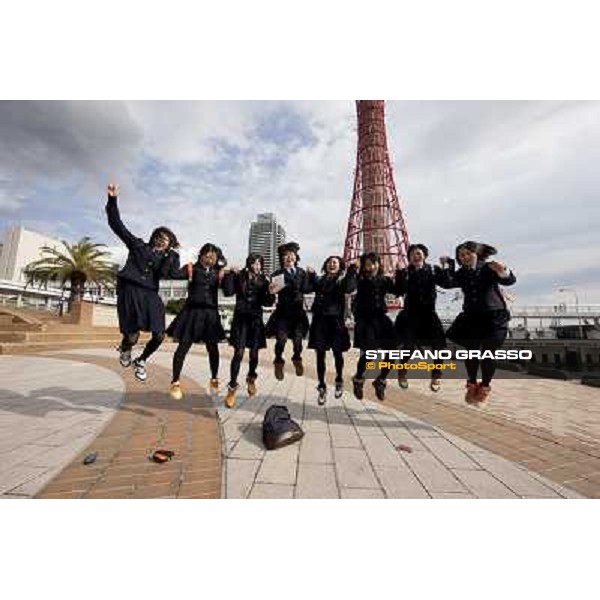 A group of school girls enjoys a day off at Kobe Harbourland Kobe, 3rd dec. 2010 ph. Stefano Grasso