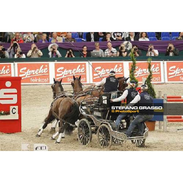 Exell Boyd with Bill, Carrington PArk Ajax,Lucky and Spitfire wins the FEI World Cup Final Driving Leipzig, 1st may 2011 ph.Stefano Grasso