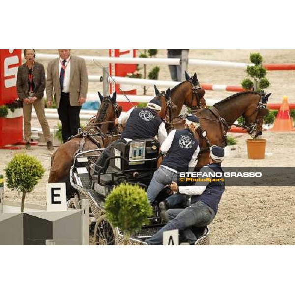Exell Boyd with Bill, Carrington PArk Ajax,Lucky and Spitfire wins the FEI World Cup Final Driving Leipzig, 1st may 2011 ph.Stefano Grasso
