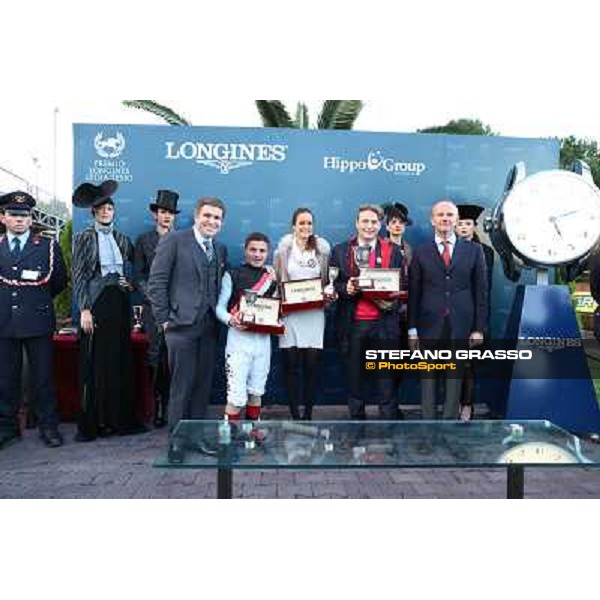 The prize giving of the Gran Premio Longines Lydia Tesio won by Andrea Atzeni on Sortilege Rome, Capannelle racecourse 28th october 2012 ph.Stefano Grasso