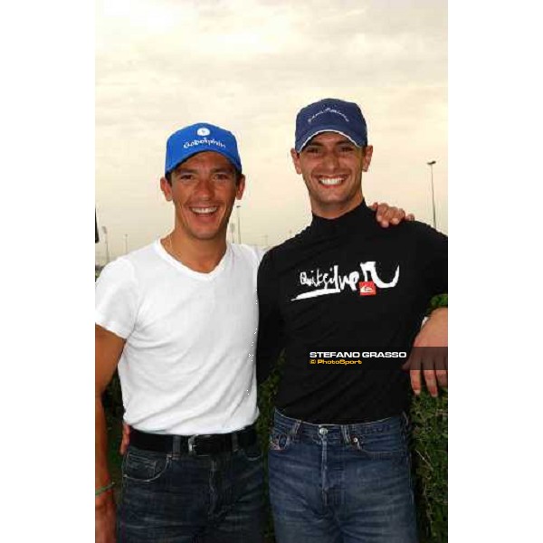 Frankie Dettori and Marco Monteriso Nad El Sheba, race track Dubai 24th march 2005 ph. Stefano Grasso
