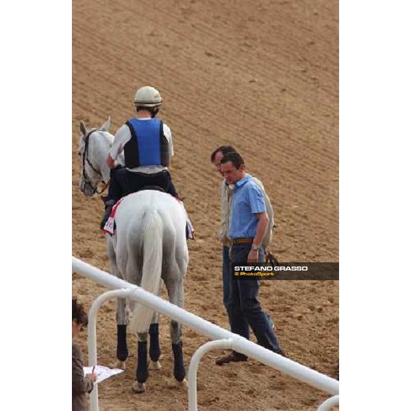 trainer Carlos Laffon-Parias, looks his pupil Keltos after morning works at Nad El Sheba, race track Nad El Sheba, Dubai 24th march 2005 ph. Stefano Grasso