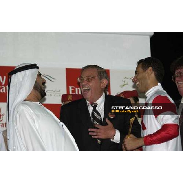giving prize of Dubai World Cup 2005- Sheikh Mohamed, Ken Ramsey and John Velazquez Nad El Sheba- Dubai, 26th march 2005 ph. Stefano Grasso