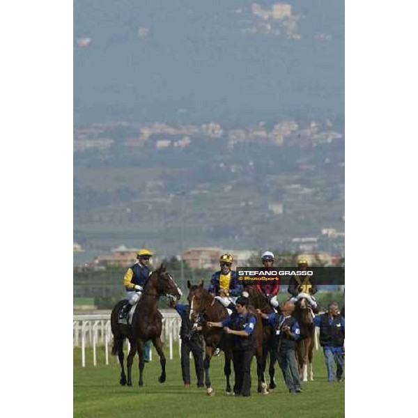 De Sica and MArco Monteriso (1st from left) parading before Derby 2005 Rome Capannelle Derby Day Rome, 22th may 2005 ph. Stefano Grasso