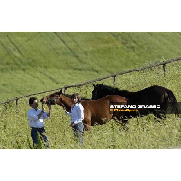 Francesca and Federico Barberini with some yearlings at Stud Porta Medaglia Rome, 21st may 2005 ph. Stefano Grasso