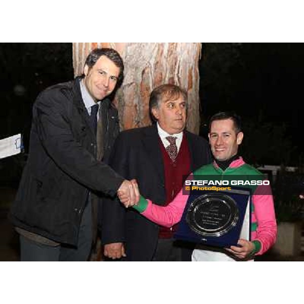 The proze giving of the Premio UNIRE won by Mirco Demuro and Duca di Mantova Napoli,Agnano 29 dicembre 2013 ph.Stefano Grasso/Ippodromi Partenopei srl
