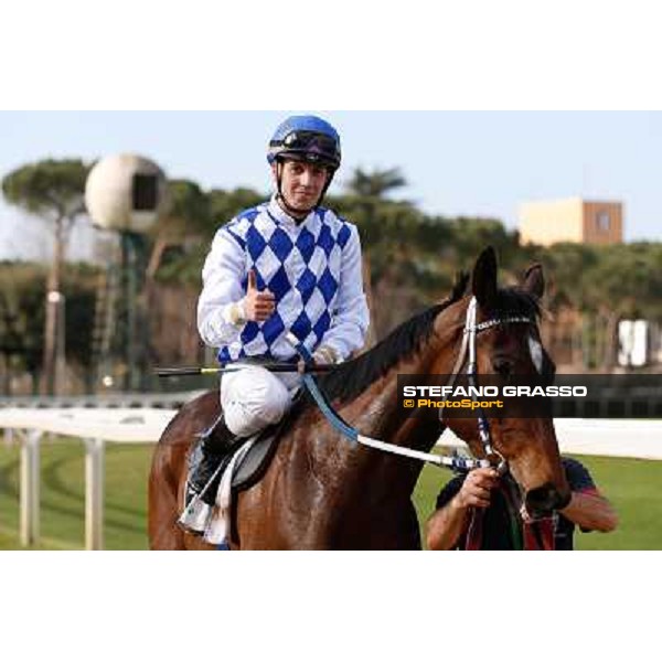 Cristian Demuro on Ronana wins the Premio Fidalgo Rome - Capannelle racecourse,9th march 2014 ph.Domenico Savi/Grasso