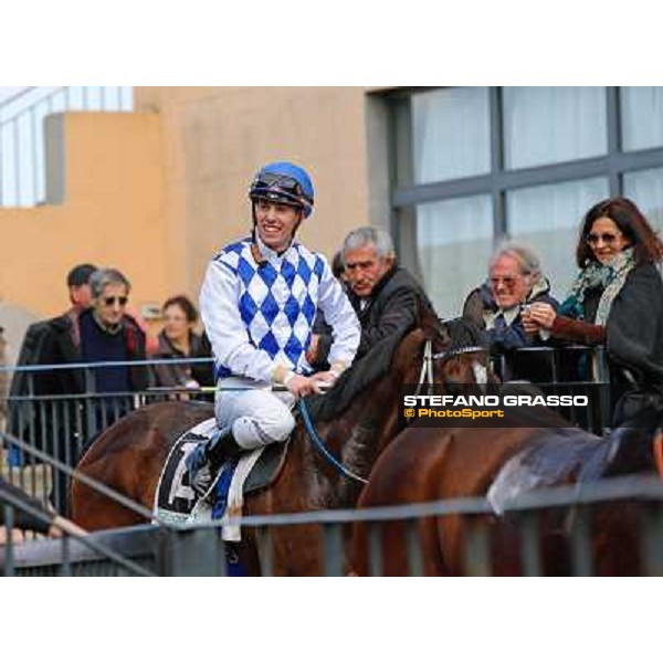 Cristian Demuro on Ronana wins the Premio Fidalgo Rome - Capannelle racecourse,9th march 2014 ph.Domenico Savi/Grasso