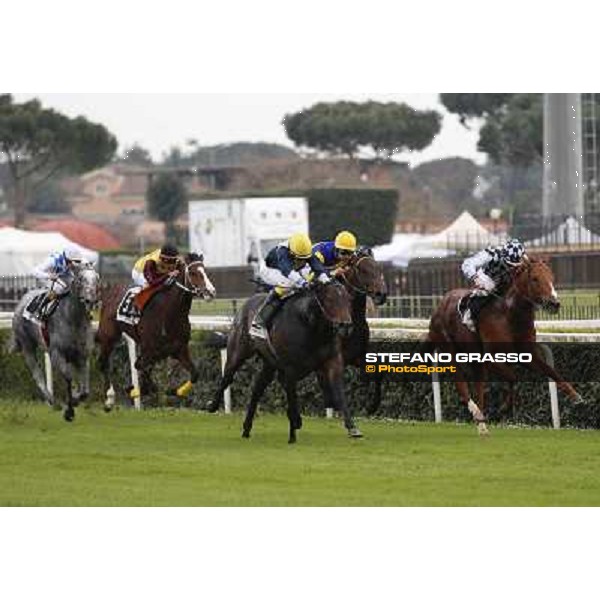 Germano Marcelli with Tache Noire wins the Premio Gyr Rome, Capannelle racecourse, 21st march 2014 ph.Domenico Savi/Grasso