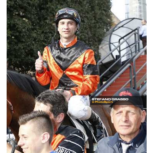 Pasquale Borrelli on Mr Gotham after winning the Premio Circo Massimo Roma - Capannelle racecourse,6th april 2014 ph.Domenico Savi/Grasso