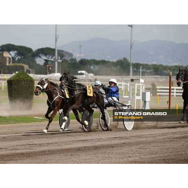 Alessandro Marucci with Sognador Ans wins the 1st race at the new trot racetrack at Rome Capannelle Rome, Capannelle racecourse 9th april 2014 ph.Stefano Grasso
