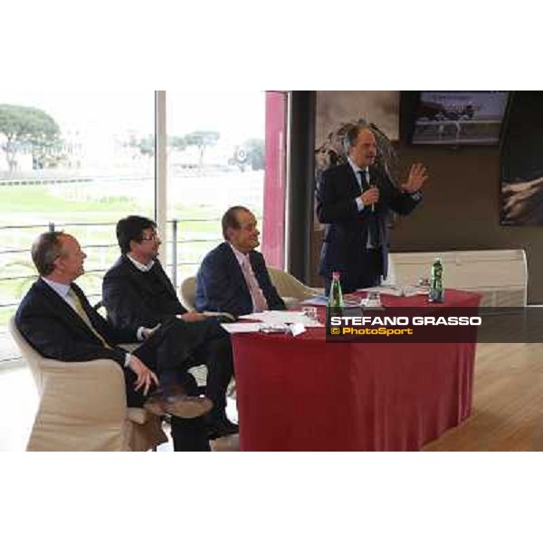 The press conference for the opening of the new trot racetrack - on.Castiglione Rome, Capannelle racecourse 9th april 2014 ph.Stefano Grasso