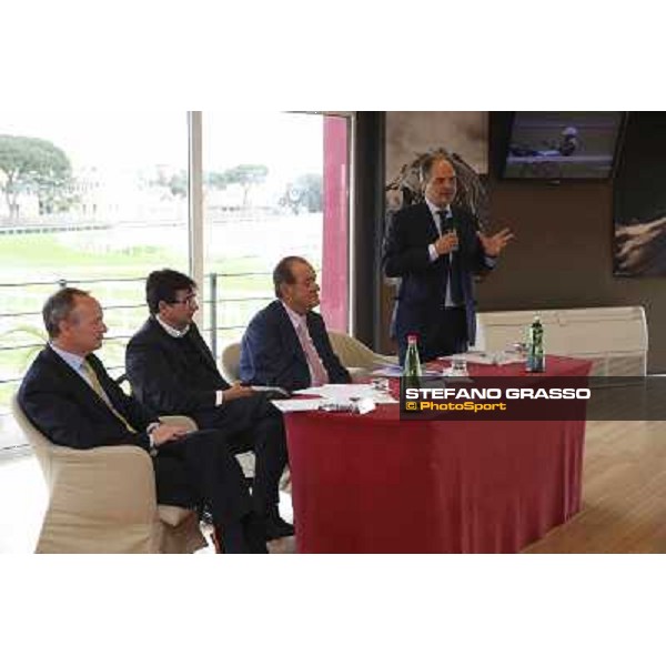 The press conference for the opening of the new trot racetrack - on.Castiglione Rome, Capannelle racecourse 9th april 2014 ph.Stefano Grasso