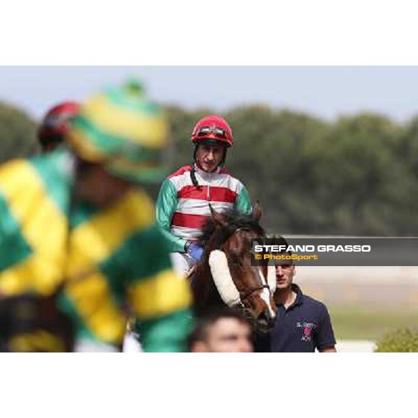 Carlo Fiocchi on Fantastic Horse after winning the Premio Godetia Rome, Capannelle racecourse 13th april 2014 ph.Stefano Grasso