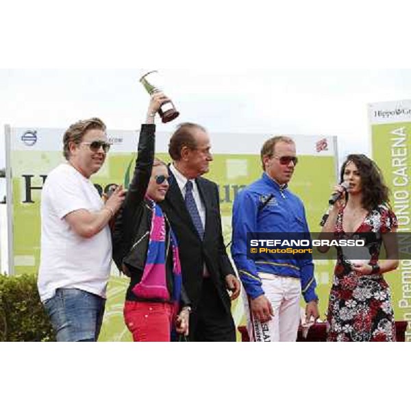 The prize giving ceremony of the Gran Premio Tino Triossi Rome - Capannelle trot racecourse,29th june 2014 ph.Stefano Grasso/HippoGroup Roma Capannelle