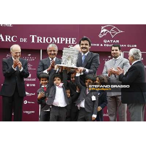 Thierry Jarnet and Treve win the Qatar Prix de l\'arc de Triomphe Paris,Longchamp racecourse,5th oct.2014 ph.Stefano Grasso