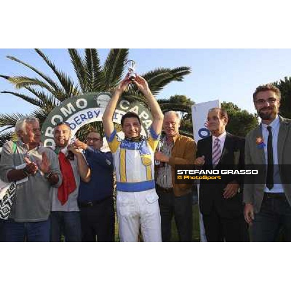 Rome Capannelle Racecourse 5th october 2014 87° Derby del Trotto 10eLotto Giampaolo Minucci wins with Sugar Rey photo Domenico Savi/GRASSO