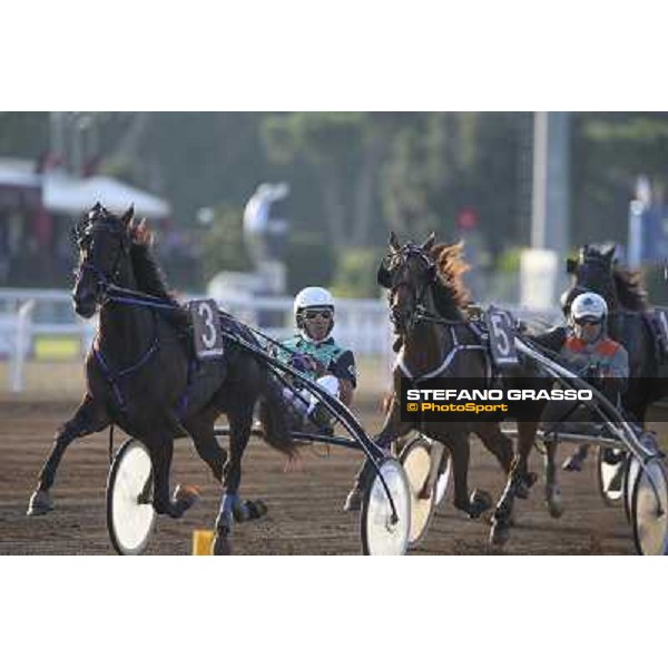 Rome Capannelle Racecourse 5th october 2014 87° Derby del Trotto 10eLotto Bellei with Stankovic Ok during the first-pass photo Domenico Savi/GRASSO