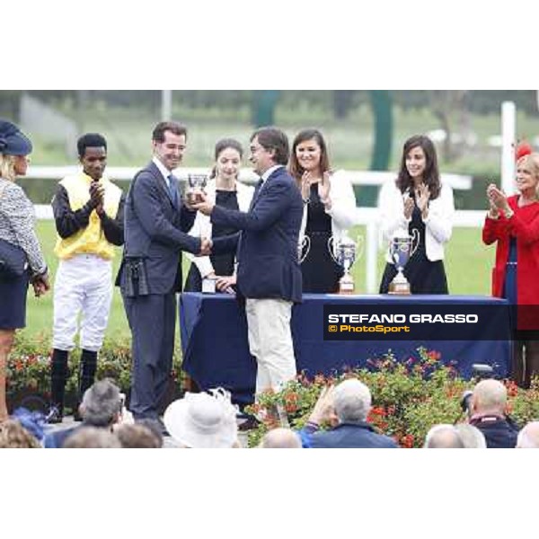 The prize giving ceremony of the Premio Verziere - Mem.Aldo Cirla Milan, San Siro racecourse,12 ottobre 2014 photo Stefano Grasso/Trenno srl