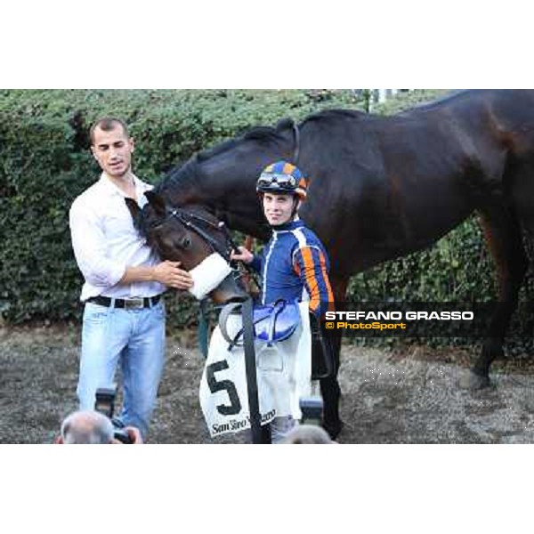 Cristian Demuro on Fontanelice wins the Premio Dormello Milano,San Siro racecourse 19 otct.2014 photo Domenico Savi/Grasso/Trenno srl